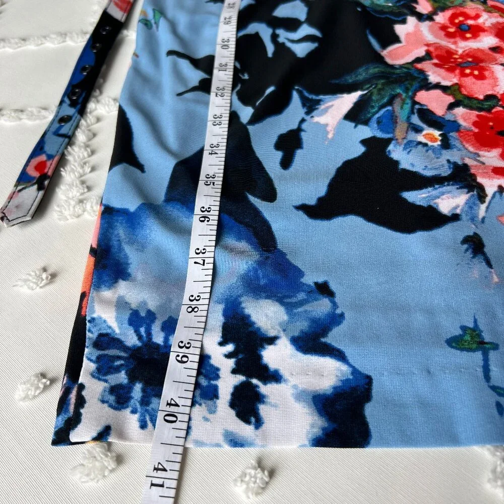 CACHE Midi Floral Print Diamond opening neck line Sheath Stretch Dress SIZE M - Picture 3 of 16